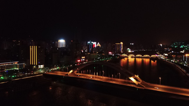 航拍兰州城市夜景高清