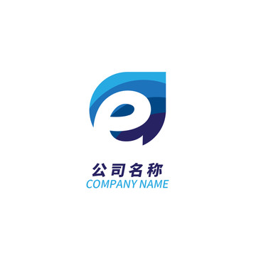 E字母LOGO互联网蓝色标志