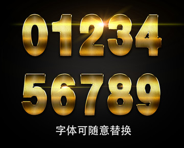 金色磨砂立體字