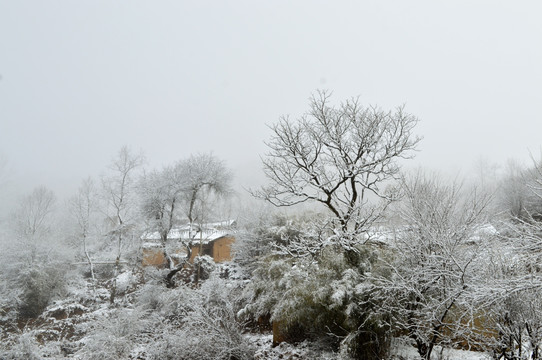 大凉山彝族村庄雪景