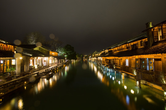 乌镇夜景西市河