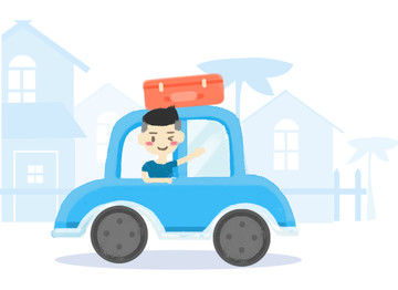 旅行 小車 小男孩 行李箱