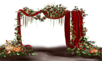 紅綠色復(fù)古婚禮效果圖