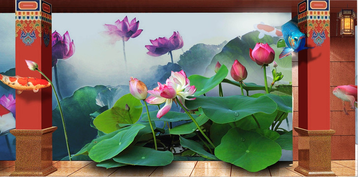 3D立體畫 荷花標題 造夢視界