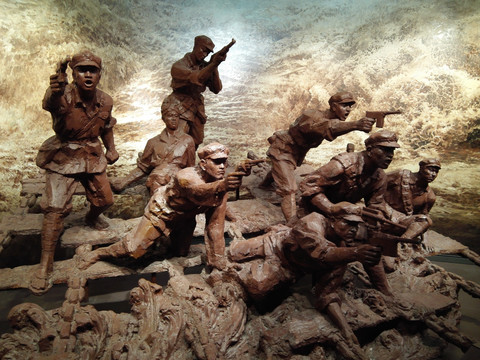 红军战斗雕塑 战争场景雕塑