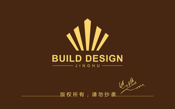 孔雀logo 金色建筑logo