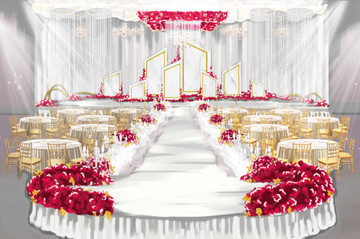 室內(nèi)紅色大理石婚禮
