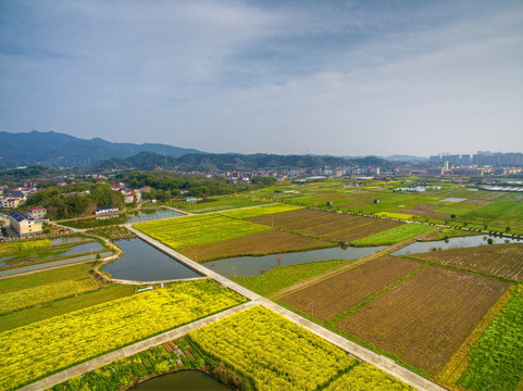 浙江兰溪岩头村农田航拍