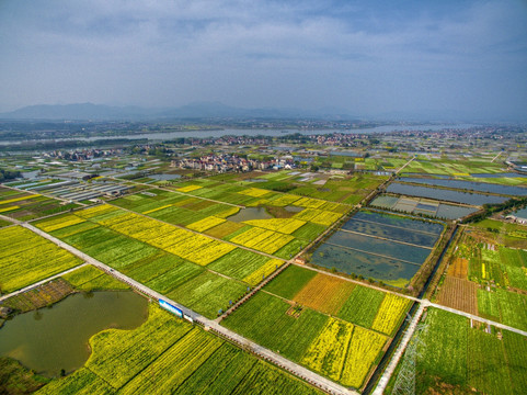 浙江兰溪岩头村雁湖村农田航拍