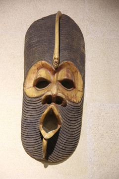 非洲木木雕张嘴的的人脸脸面具具