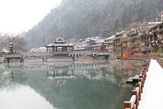 沱江风景 风桥 凤凰新韵 雪景