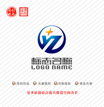 YZ字母ZY标志科技logo