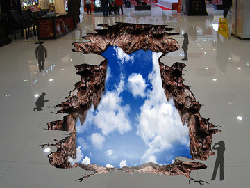 3D藍(lán)天白云立體地板畫