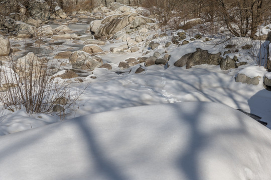 终南山 秦岭 石头河雪景