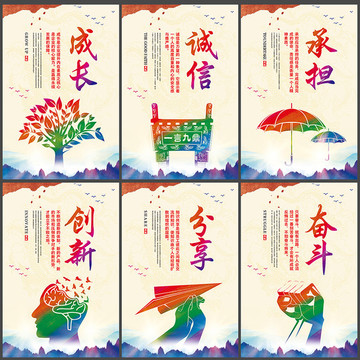 成長承擔誠信創(chuàng)新分享奮斗掛畫