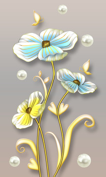 3d浮雕立體郁金香花玄關(guān)背景墻