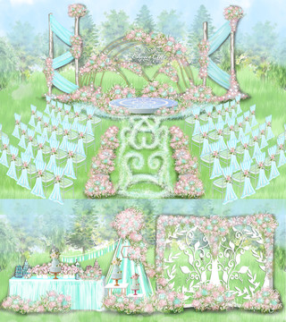 粉藍(lán)色戶外婚禮草坪婚禮