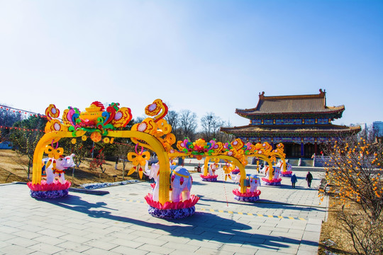 鞍山玉佛寺三洲感应殿灯展造型