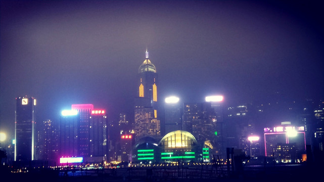 香港维多利亚港的美丽夜景