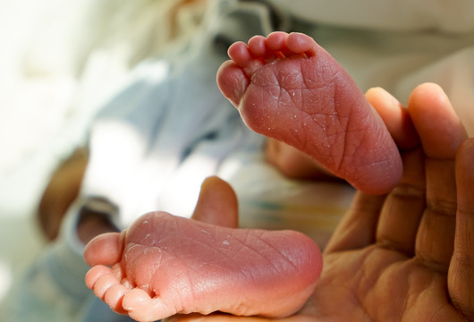 初生婴儿的双脚