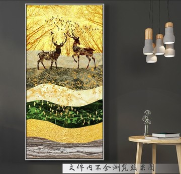 北歐金色鹿裝飾畫