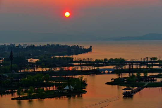 湿地 滇池 日出 日落