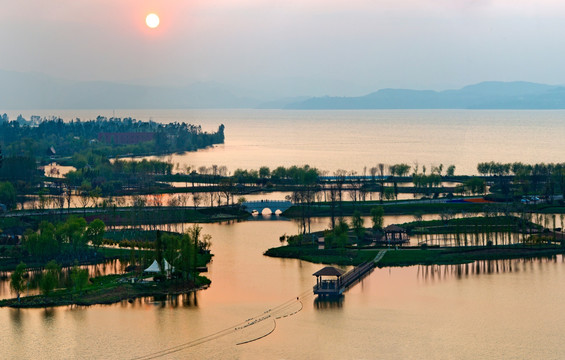 湿地 滇池 日出 日落