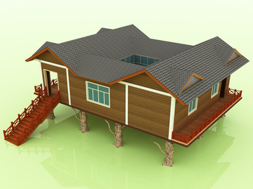吊脚木屋模型设计
