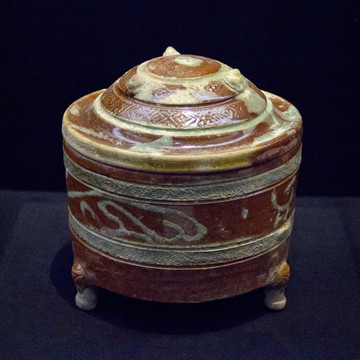 褐釉陶奁 汉代