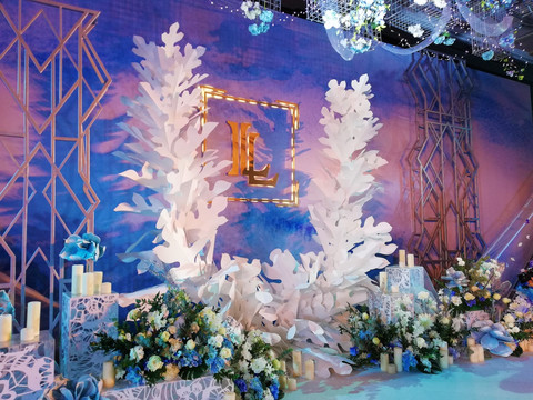 白藍色主題婚禮現場