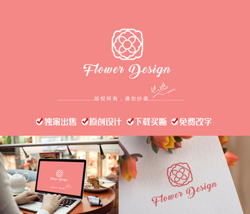 花 logo 复古 窗花 标志