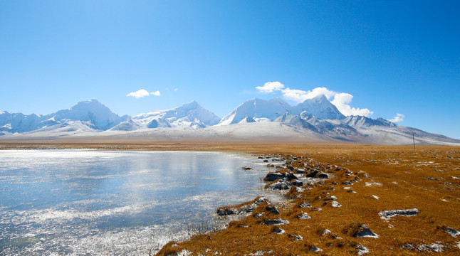 雪山下的湿地