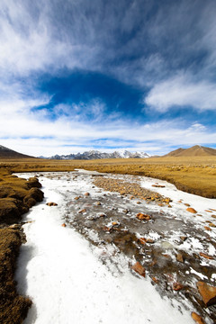 高原结冰的小溪