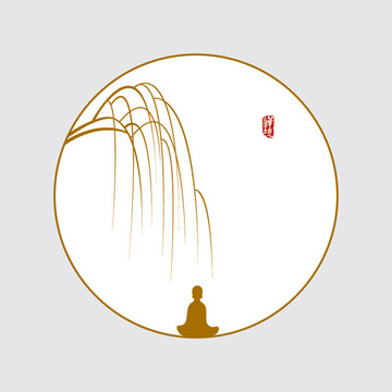 新中式極簡(jiǎn)禪境打坐創(chuàng)意繪畫(huà)