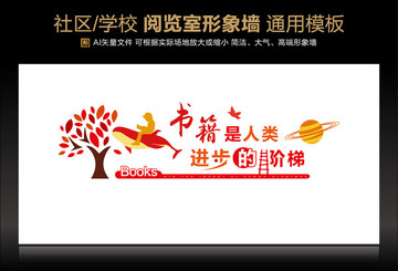 社區(qū) 學校 閱覽室 形象墻