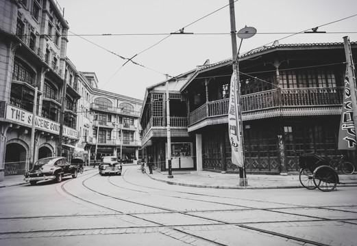 老上海南京路街景