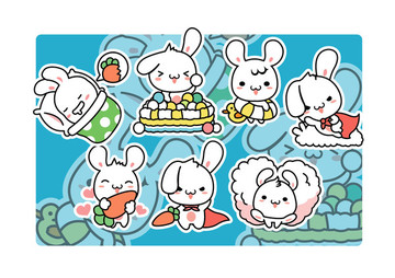 卡通小兔子 可爱兔子图案插图