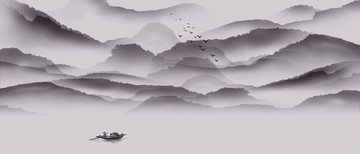 水墨遠山 山水意境畫