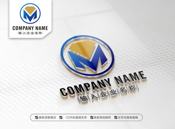 钻石M字母LOGO设计 M标志