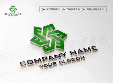 F字母绿色LOGO设计