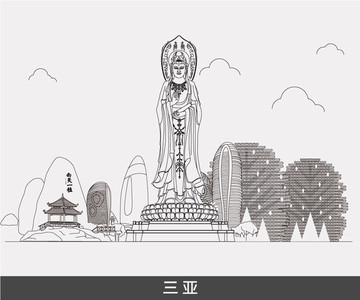 三亞城市線稿