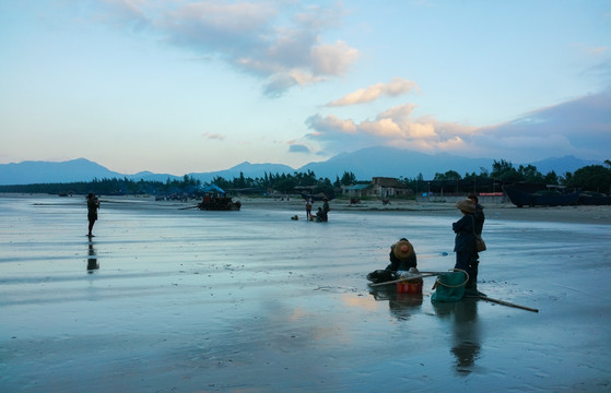 南海捕鱼 海边晨曦 大海风景