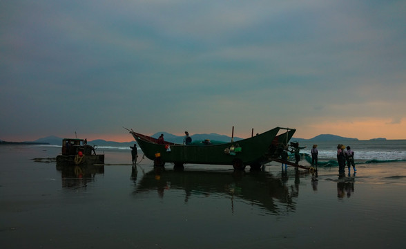 南海捕鱼 海边晨曦 大海风景