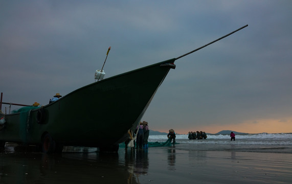 渔船 海边景色 海边晨曦