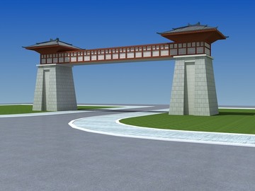 古建闕樓大門效果圖模型3d