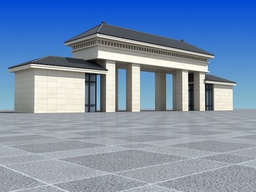 中式大門3dmax模型含材質(zhì)