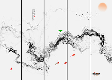 水墨画 意境水墨山水画 大写意