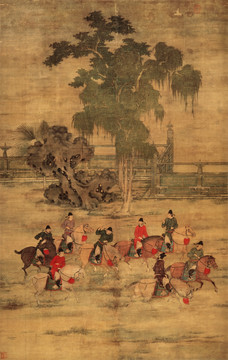 五代 趙喦 八達游春圖