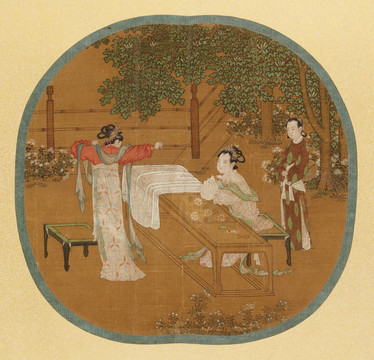 宋 劉松年 宮女圖絹本