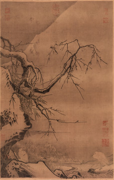 宋 馬遠(yuǎn) 雪灘雙鷺圖